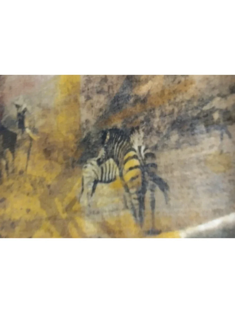 Vintage Mustard Sheer Scarf Safari Wild Animals Zebra Elephant Bohemian African